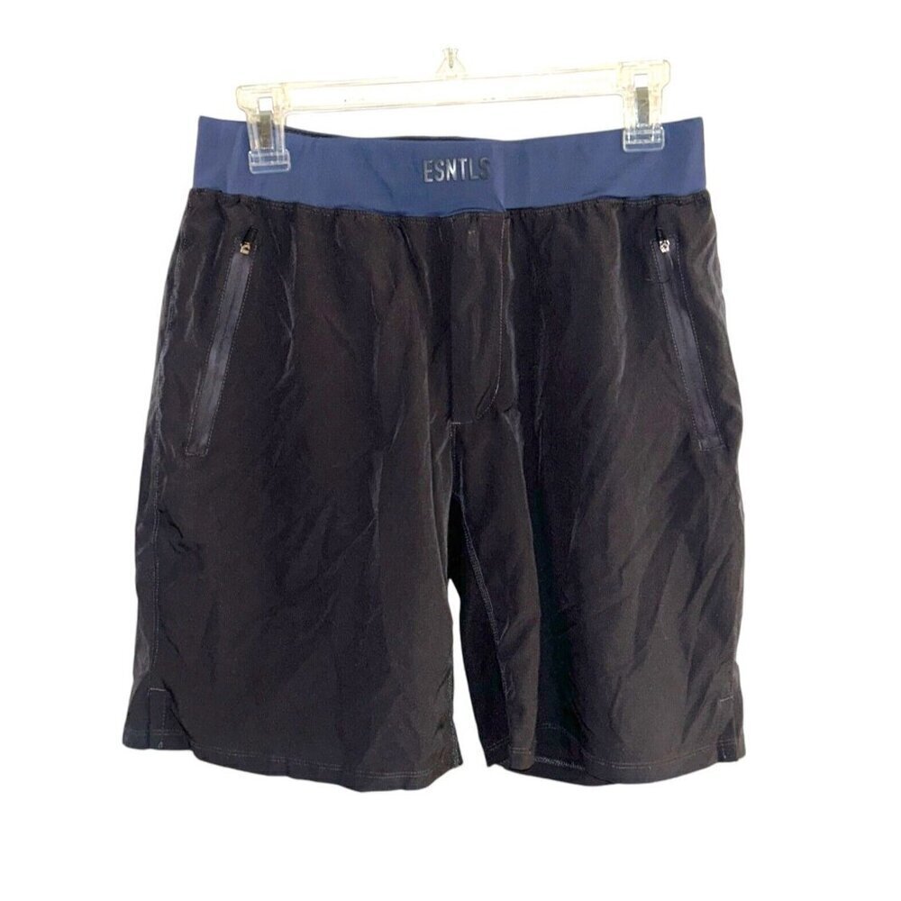 ESNTLS  Black Athletic Gym Training Pocketed Stretch Comfort Shorts Size Medium